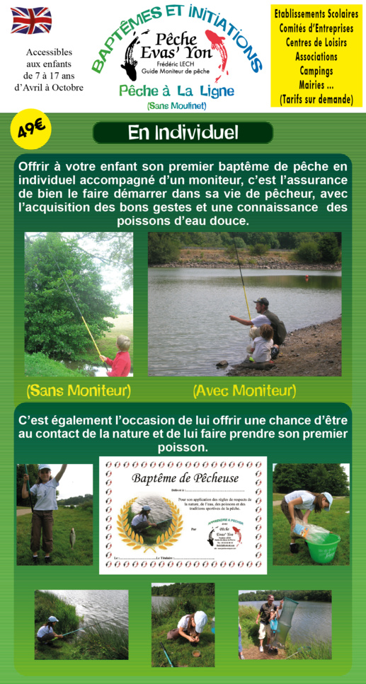 Baptême et Initiation de Pêche (Sans Moulinet) pour Les Particuliers en Vendée