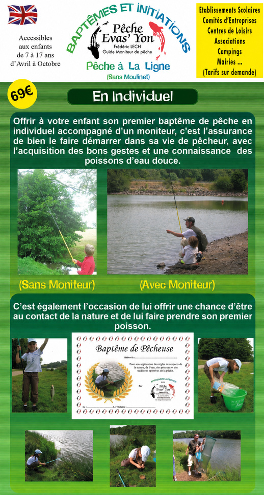 Baptême et Initiation de Pêche (Sans Moulinet) pour Les Particuliers en Vendée Baptême et Initiation de Pêche (Sans Moulinet) pour Les Particuliers en Vendée