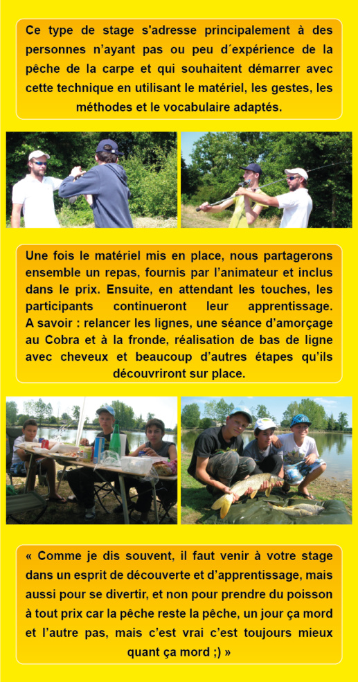 Stage Adolescents Carpe, en Journée Complète, en Vendée Stage Adolescents Carpe, en Journée Complète, en Vendée
