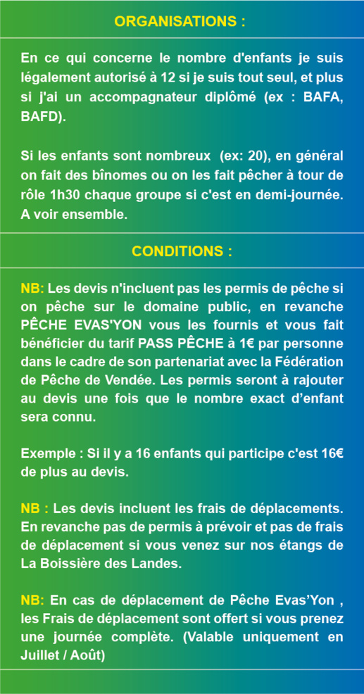 Animations Pêche, en Vendée, pour Centres de Loisirs