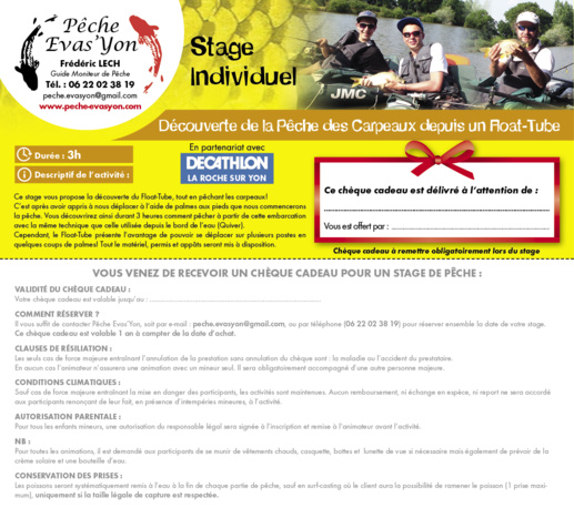 Stage Pêche des Carpeaux en Vendée, depuis un Float Tube Stage Pêche des Carpeaux en Vendée, depuis un Float Tube