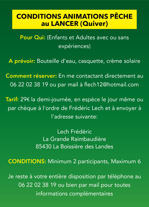 ANIMATIONS ESTIVALES PÊCHE JUILLET / AOÛT 2023 ANIMATIONS ESTIVALES PÊCHE JUILLET / AOÛT 2023