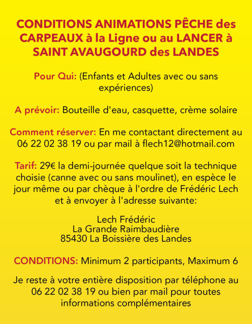 ANIMATIONS ESTIVALES PÊCHE JUILLET / AOÛT 2023 ANIMATIONS ESTIVALES PÊCHE JUILLET / AOÛT 2023