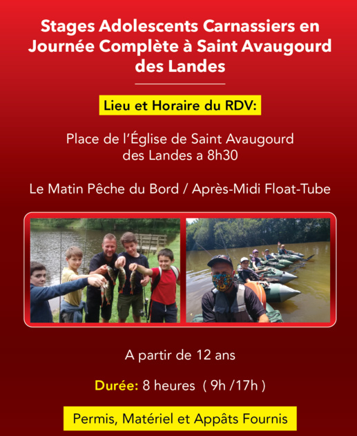Cliquez sur Stage Adolescents Pêche des Carnassiers en Vendée, en Journée Complète