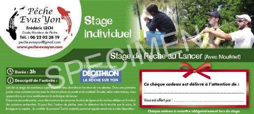 Offrez un Stage de Pêche en Vendée en Chèque Cadeaux
