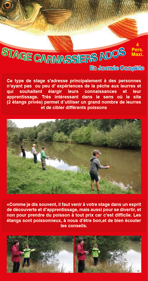 Cliquez sur Stage Adolescents Pêche des Carnassiers en Vendée, en Journée Complète