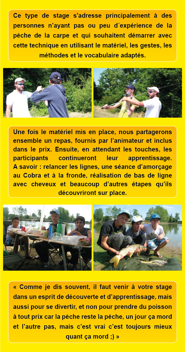 Stage Adolescents Carpe, en Journée Complète, en Vendée