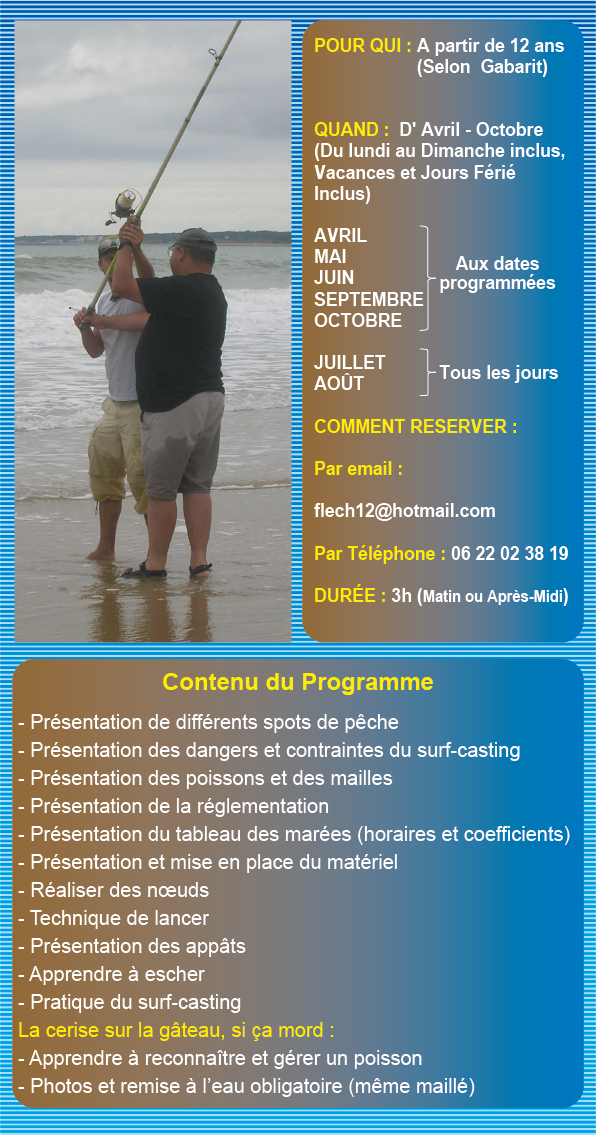 Stage Découverte du Surf-Casting en Vendée, en Groupe Stage Découverte du Surf-Casting en Vendée, en Groupe