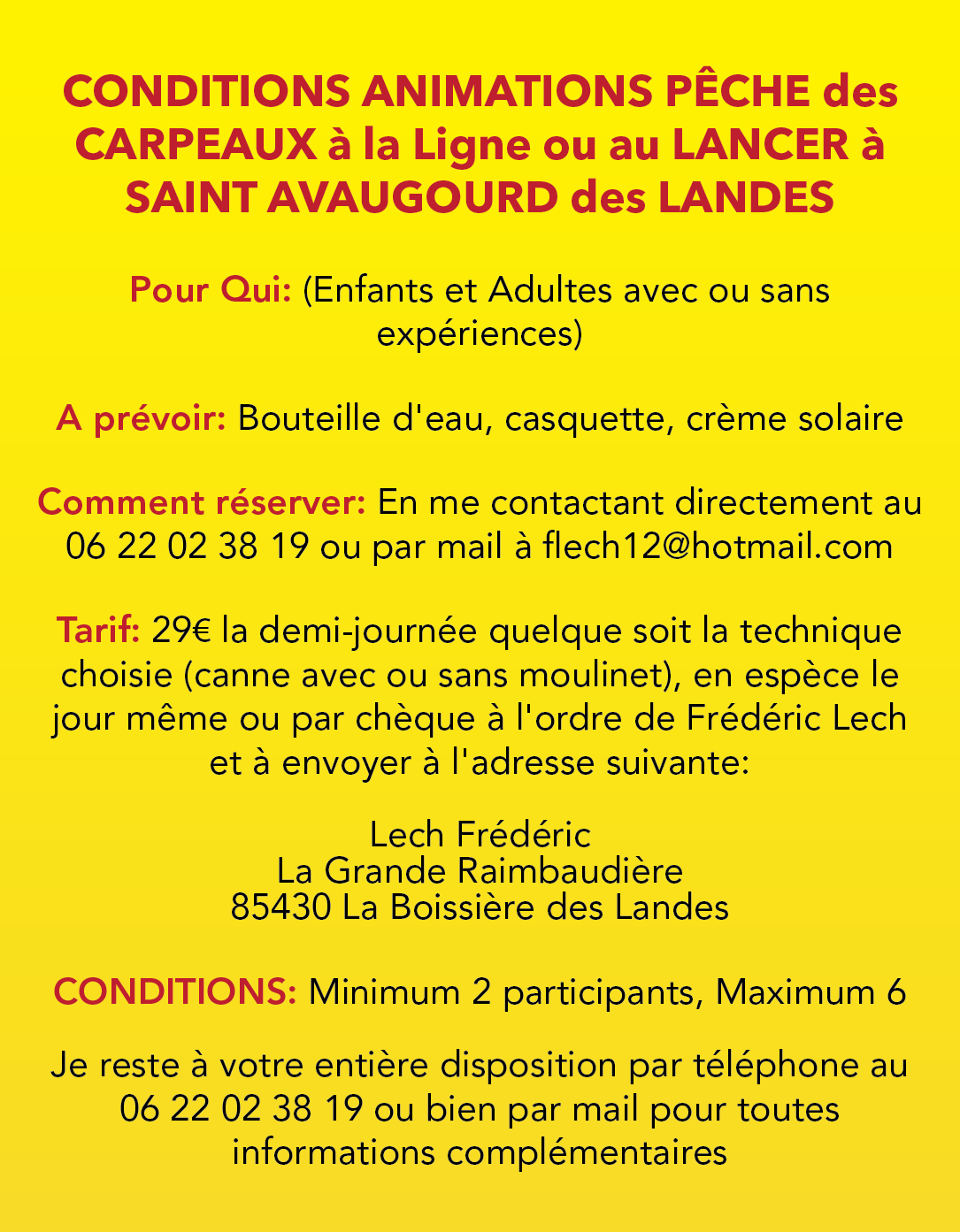 ANIMATIONS ESTIVALES PÊCHE JUILLET / AOÛT 2023 ANIMATIONS ESTIVALES PÊCHE JUILLET / AOÛT 2023