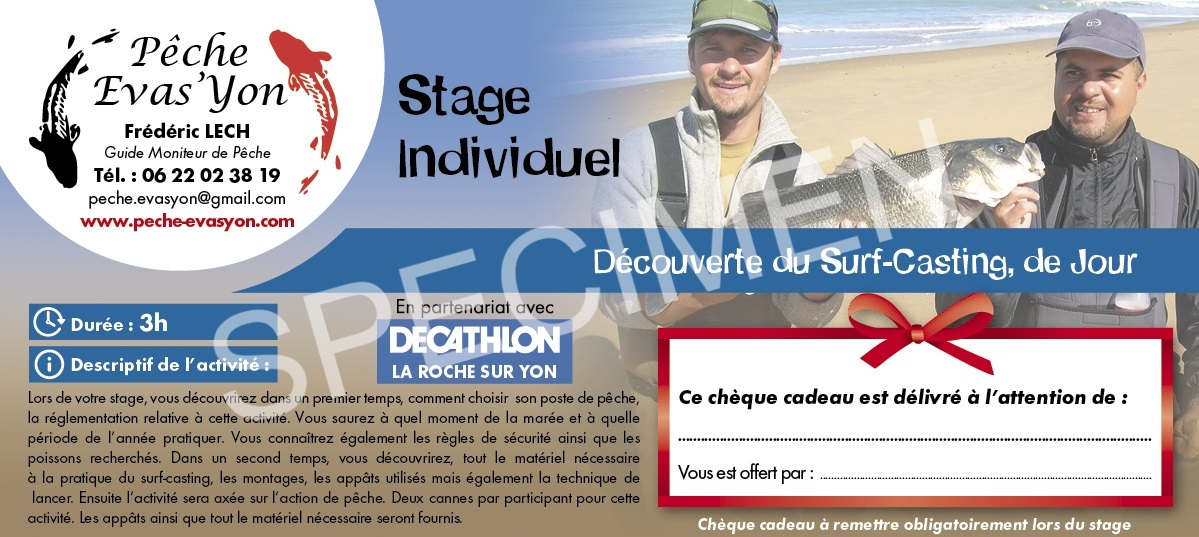 Offrez un Stage de Pêche en Vendée en Chèque Cadeaux